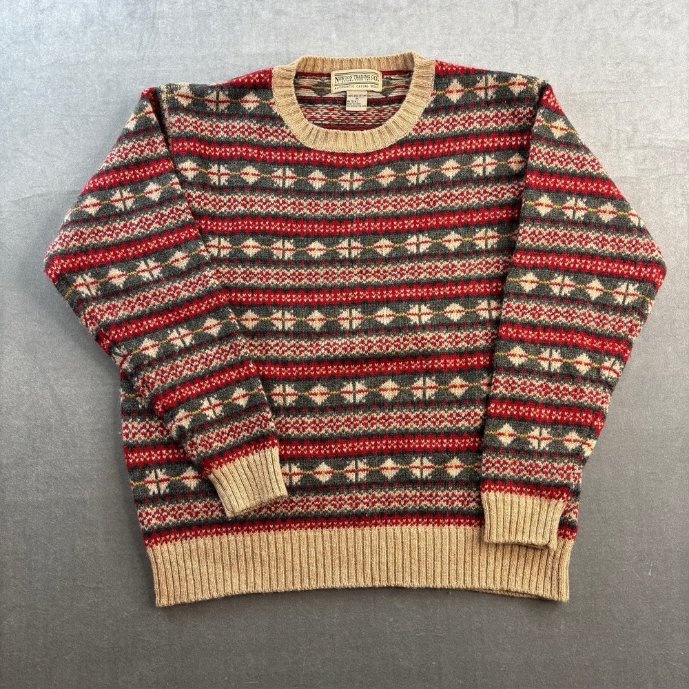 Vintage Newton Trading Co Wool Sweater Fair Isle‎ Men's Medium